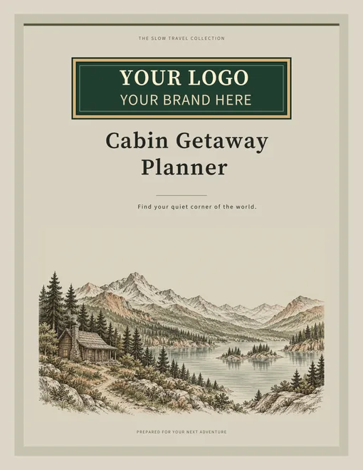 Cabin Getaway Planner illustrated agency cover
